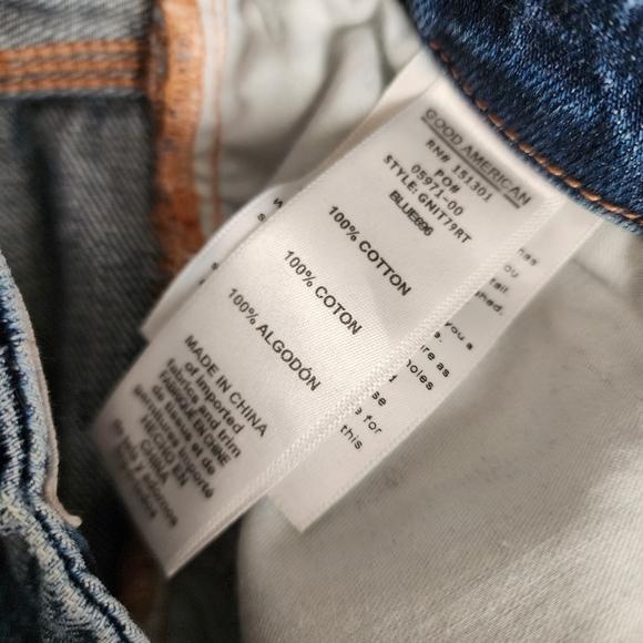 GOOD‎ AMERICAN 90s straight leg high rise ripped knee edition size 8/29 Blue696 - Picture 3 of 7